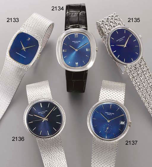 PATEK PHILIPPE. AN 18K WHITE GOLD OVAL WRISTWATCH WITH BRACELET