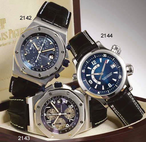 JAEGER-LECOULTRE. A FINE LIMITED EDITION OVERSIZED PLATINUM AUTOMATIC WRISTWATCH WITH SWEEP CENTRE SECONDS, DATE, ALARM AND COMPRESSION SYSTEM