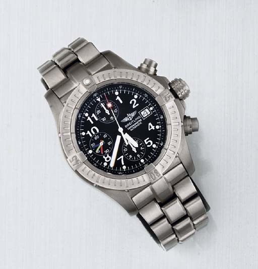 Breitling. A Titanium Automatic Water Resistant Chronograph Wristwatch on Bracelet with date