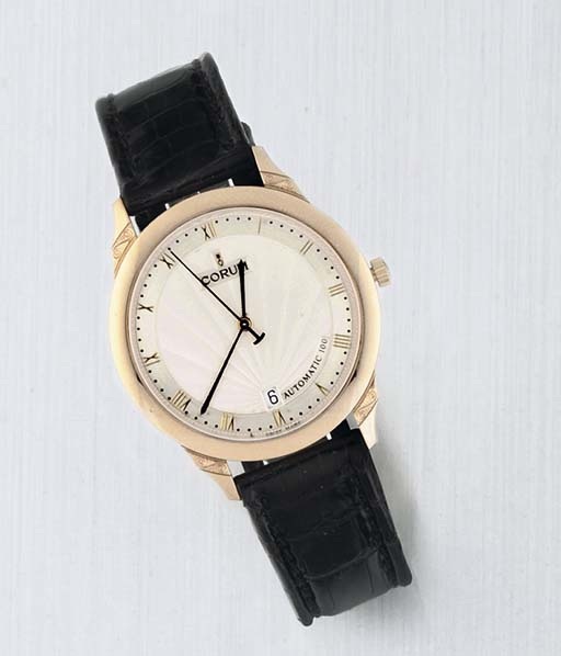 Corum. An 18ct Gold Water Resistant Automatic Centre Seconds Wristwatch with Calendar
