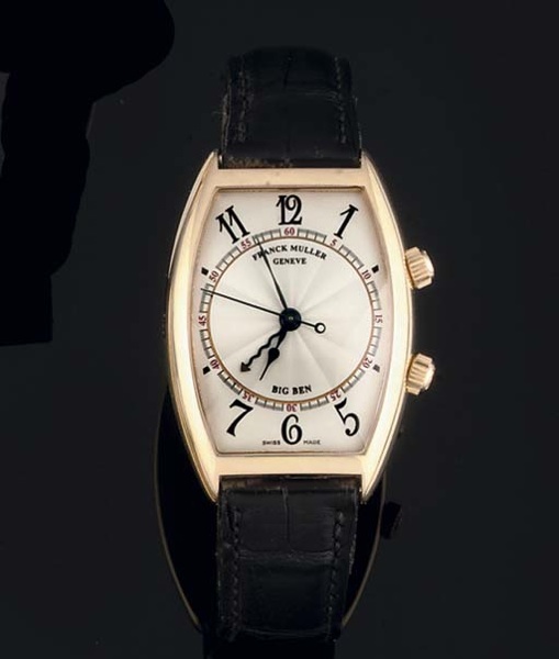 Franck Muller. An 18ct Gold Tonneau Centre Seconds Alarm Wristwatch