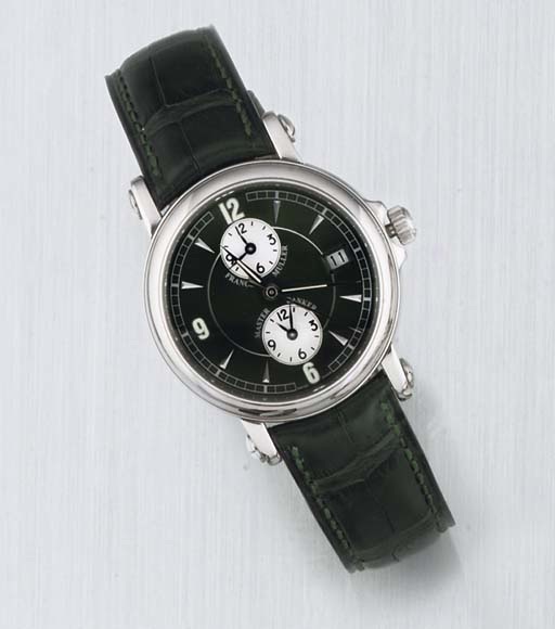 Franck Muller. A Stainless Steel Automatic Centre Seconds triple time wristwatch with calendar