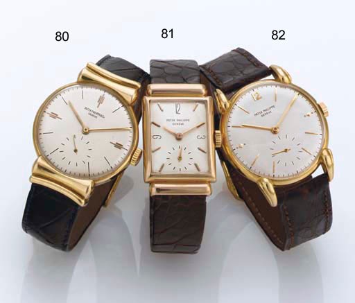 PATEK PHILIPPE. A RARE 18K PINK GOLD RECTANGULAR WRISTWATCH WITH HOODED LUGS