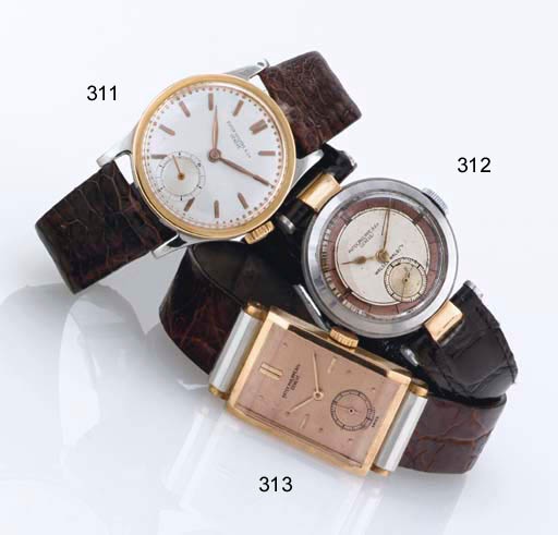 PATEK PHILIPPE. A VERY RARE 18K PINK GOLD AND PLATINUM RECTANGULAR WRISTWATCH