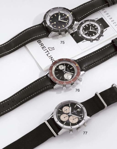 Breitling. A rare stainless-steel diver's chronograph wristwatch with central 60 minutes register and chronograph run/stop/reset indication