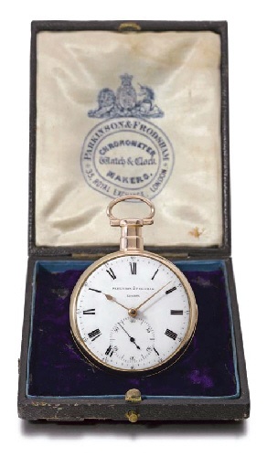 Parkinson & Frodsham. A fine 18K gold openface keywound lever watch