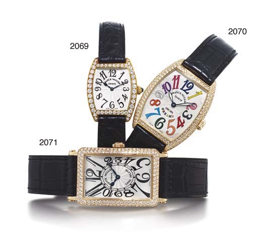 FRANCK MULLER. AN 18K PINK GOLD AND DIAMOND-SET RECTANGULAR WRISTWATCH