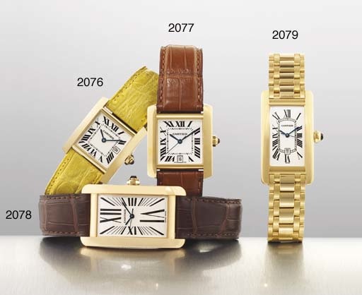 CARTIER. AN 18K PINK GOLD RECTANGULAR AUTOMATIC WRISTWATCH WITH SWEEP CENTRE SECONDS