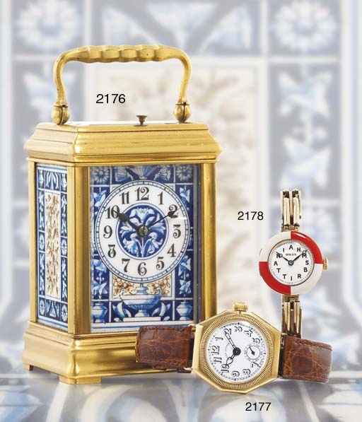 ROLEX. A LADY'S 9K PINK GOLD AND ENAMEL WRISTWATCH WITH BRACELET