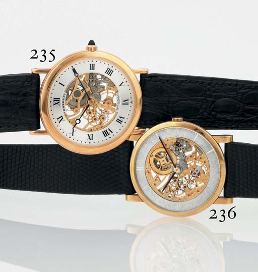 BREGUET. AN 18K GOLD SKELETONIZED ULTRA-THIN WRISTWATCH