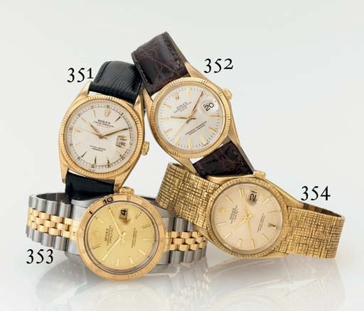 ROLEX. AN 18K GOLD AUTOMATIC WRISTWATCH WITH CENTER SECONDS, DATE AND BRACELET