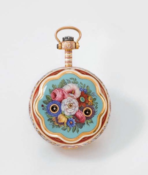 Markwick Markham Perigal. An 18K gold and enamel two-train petite sonnerie clock watch, made for the Turkish Market