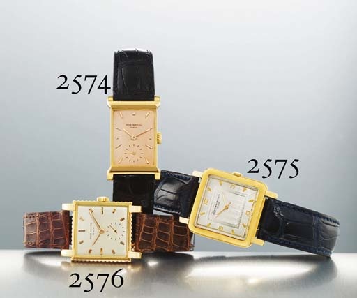 PATEK PHILIPPE. A FINE AND UNUSUAL 18K PINK GOLD SQUARE WRISTWWATCH