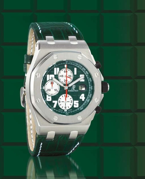 AUDEMARS PIGUET. A RARE OVERSIZED LIMITED EDITION STAINLESS STEEL TONNEAU-SHAPED AUTOMATIC CHRONOGRAPH WRISTWATCH WITH DATE