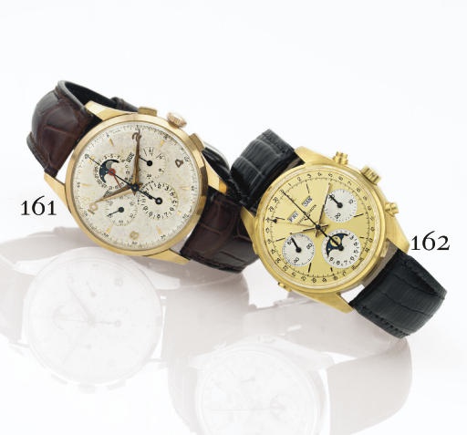 ULYSSE NARDIN. AN 18K GOLD TRIPLE CALENDAR CHRONOGRAPH WRISTWATCH WITH MOON PHASES