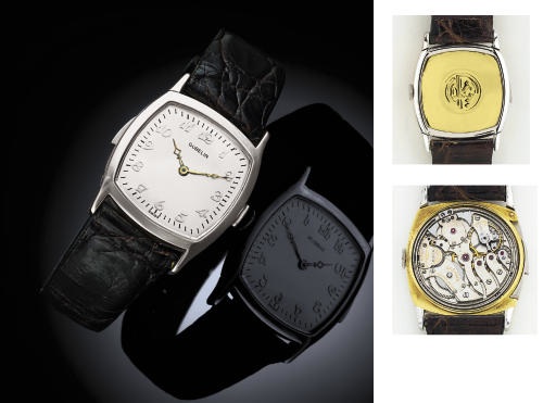 AUDEMARS PIGUET. A RARE 18K GOLD AND PLATINUM CUSHION MINUTE REPEATING WRISTWATCH WITH BREGUET NUMERALS