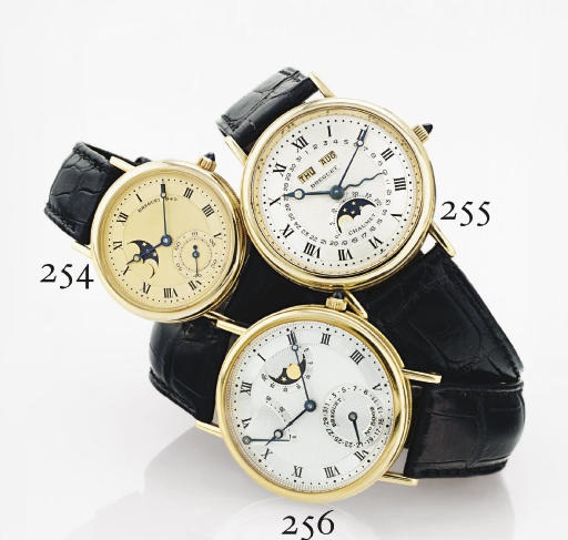 BREGUET. AN 18K GOLD AUTOMATIC TRIPLE CALENDAR WRISTWATCH WITH MOON PHASES
