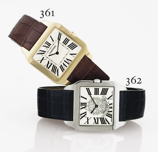 CARTIER. AN OVERSIZED 18K GOLD SQUARE WRISTWATCH