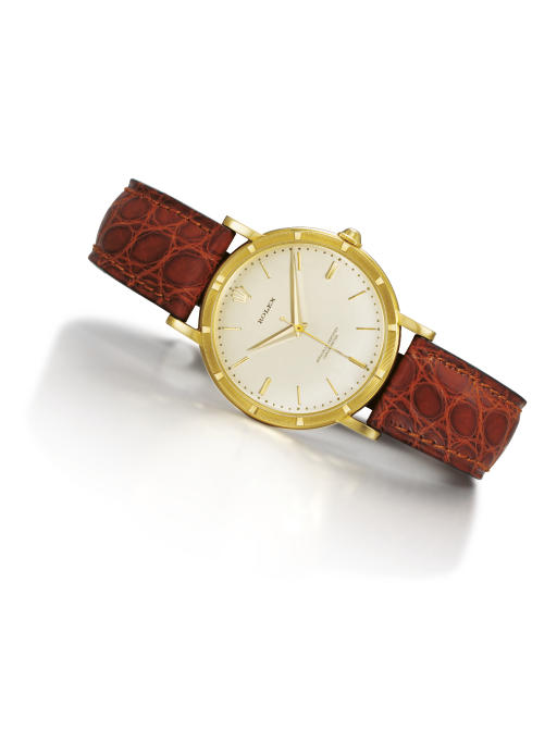 ROLEX. A FINE 18K GOLD WRISTWATCH WITH CENTRE SECONDS