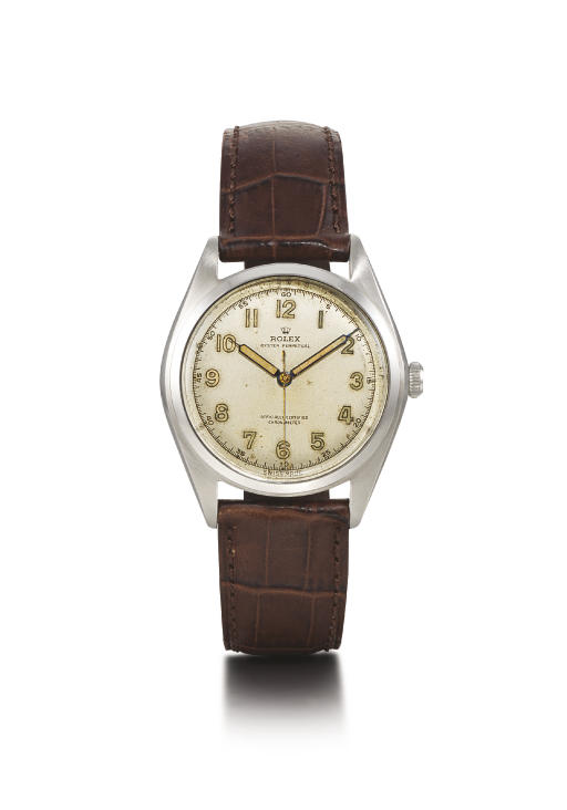 ROLEX. A STAINLESS STEEL AUTOMATIC WRISTWATCH WITH CENTRE SECONDS