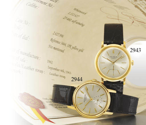 PATEK PHILIPPE. A FINE AND RARE 18K GOLD AUTOMATIC WRISTWATCH