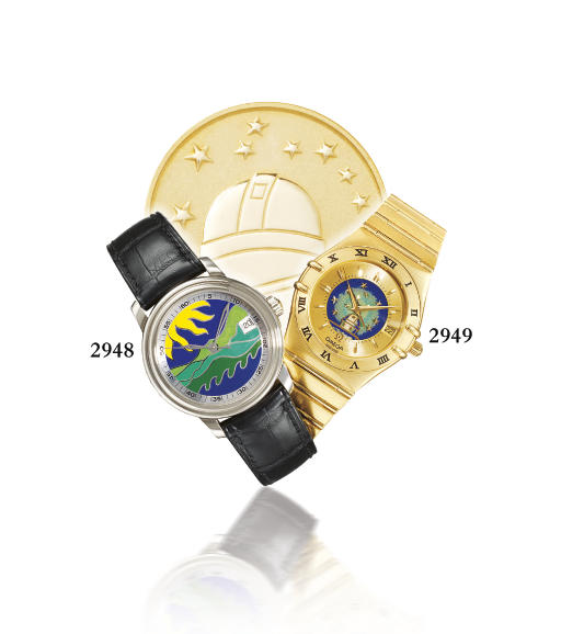 BLANCPAIN. A FINE 18K WHITE GOLD WRISTWATCH WITH CENTRE SECONDS, DATE AND CLOISONN