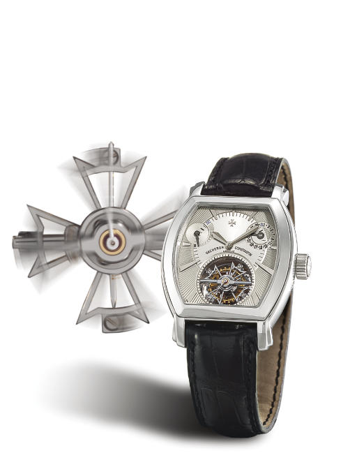 VACHERON CONSTANTIN. A FINE AND RARE PLATINUM TOURBILLON WRISTWATCH WITH DATE AND POWER RESERVE INDICATION