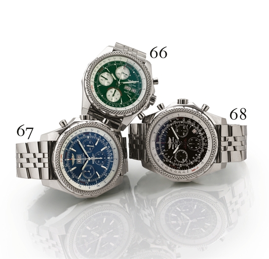 BREITLING. A RARE OVERSIZED STAINLESS STEEL OCTAGONAL AUTOMATIC CHRONOGRAPH WRISTWATCH WITH DATE, SLIDE RULE AND BRACELET