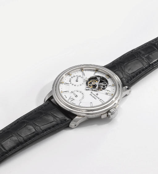 Blancpain. A fine 18K white gold water-resistant tourbillon wristwatch with date and eight-day power reserve