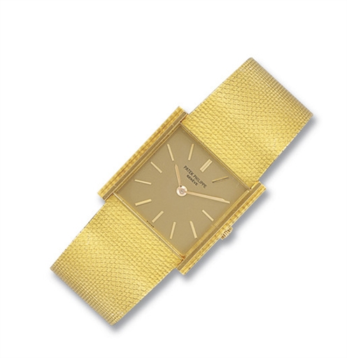 PATEK PHILIPPE, REF. 746.18K GOLD MANUAL-WINDING SQUARED BRACELET WATCH WITH ORIGINAL CERTIFICATE
