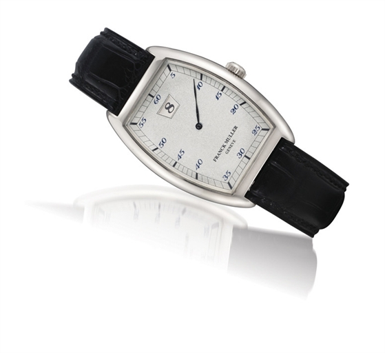 FRANCK MULLER, JUMPING HOUR.18K WHITE GOLD MANUAL-WINDING TONNEAU-SHAPED JUMPING HOUR WRISTWATCH