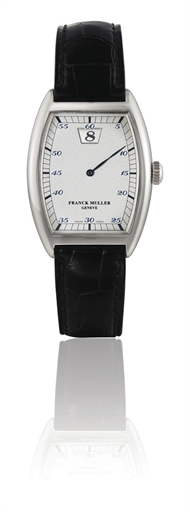 FRANCK MULLER, JUMPING HOUR.950 PLATINUM MANUAL-WINDING TONNEAU-SHAPED JUMPING HOUR WRISTWATCH