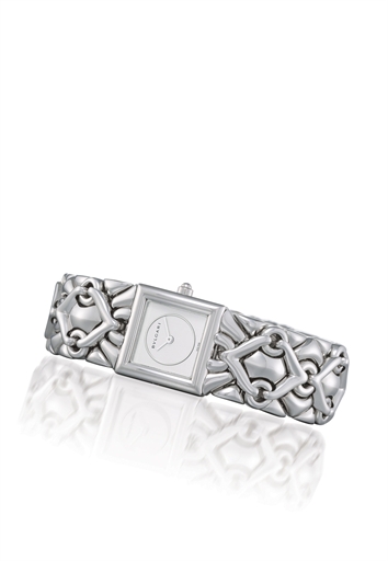 BULGARI, TRIKA.LADY'S 18K WHITE GOLD SQUARE BRACELET WATCH