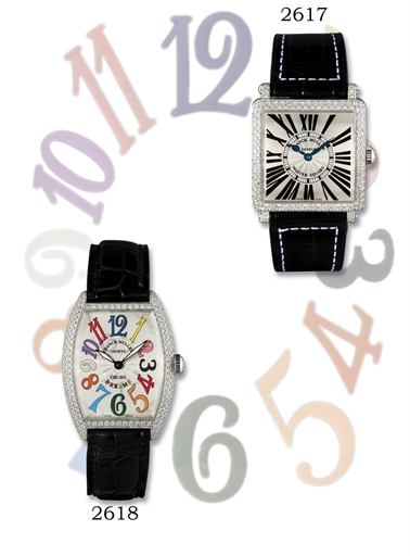 FRANCK MULLER, MASTER SQUARE.18K WHITE GOLD AND DIAMOND-SET SQUARED WRISTWATCH