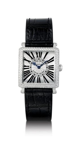 FRANCK MULLER, MASTER SQUARE.18K WHITE GOLD AND DIAMOND-SET SQUARED WRISTWATCH