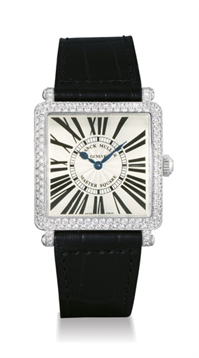 FRANCK MULLER, MASTER SQUARE.18K WHITE GOLD AND DIAMOND-SET SQUARED WRISTWATCH
