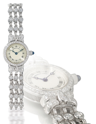BREGUET, MARINE.LADY'S 18K WHITE GOLD AND DIAMOND-SET MANUAL-WINDING BRACELET WATCH