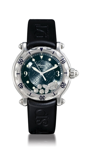 CHOPARD, HAPPY SPORT.STAINLESS STEEL WRISTWATCH WITH DATE DISPLAY