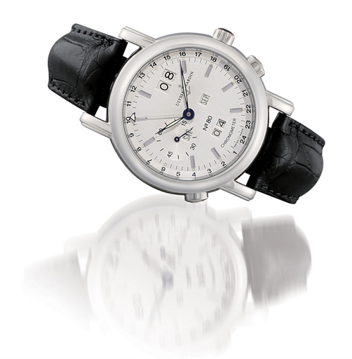 ULYSSE NARDIN, PERPETUAL CALENDAR GMT.950 PLATINUM SELF-WINDING PERPETUAL CALENDAR TWO-TIME-ZONE CHRONOGRAPH CHRONOMETER WRISTWATCH WITH SMALL SECONDS, LIMITED EDITION OF 500 PIECES