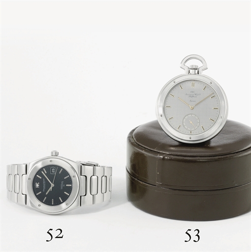 IWC. A rare and unusual stainless steel openface antimagnetic keyless lever watch