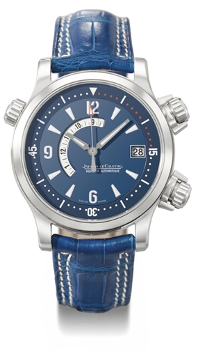 Jaeger-LeCoultre. A rare and large platinum limited edition automatic wristwatch with sweep centre seconds, date, alarm and compression system