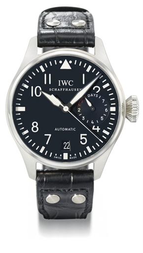 IWC. A large stainless steel automatic pilot's wristwatch with sweep centre seconds, date and 7-day power reserve