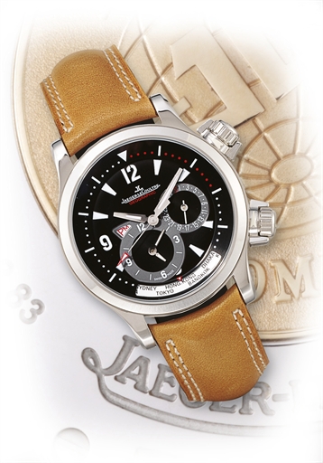 JAEGER-LECOULTRE, MASTER COMPRESSOR GEOGRAPHIC.STAINLESS STEEL AUTOMATIC WORLD TIME WRISTWATCH WITH DATE DISPLAY