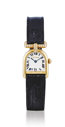 CARTIER, CALANDRE.GOLD AND DIAMOND-SET QUARTZ WRISTWATCH