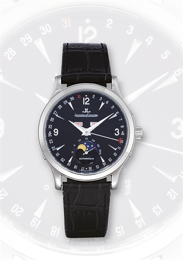 JAEGER-LECOULTRE, MASTER CONTROL CALENDAR.STAINLESS STEEL AUTOMATIC TRIPLE CALENDAR WRISTWATCH WITH AGE AND PHASES OF THE MOON