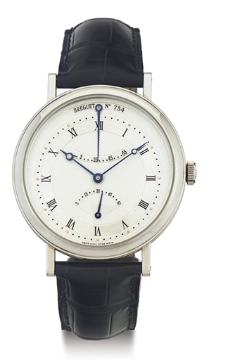 BREGUET. AN 18K WHITE GOLD AUTOMATIC WRISTWATCH WITH RETROGRADE SECONDS AND POWER RESERVE