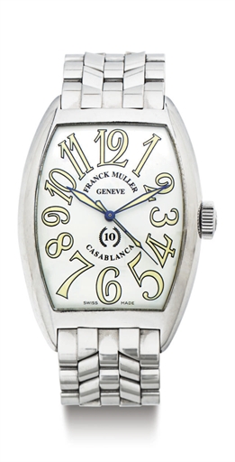 FRANCK MULLER. A LARGE STAINLESS STEEL AUTOMATIC WRISTWATCH WITH CENTER SECONDS AND BRACELET