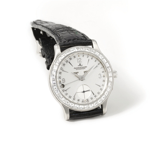 Jaeger-LeCoultre. A fine and rare platinum and diamond-set automatic triple calendar wristwatch