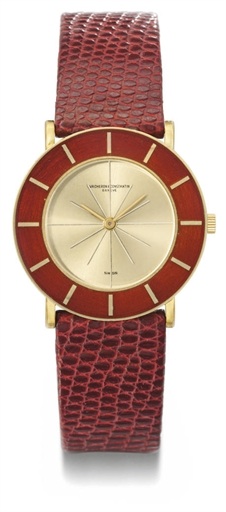 Vacheron Constantin. An unusual 18K gold and red enamel wristwatch