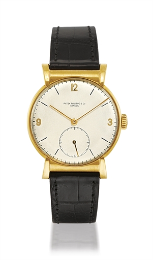 PATEK PHILIPPE, REF. 1584.YELLOW GOLD MANUALLY-WOUND WRISTWATCH WITH HOODED LUGS